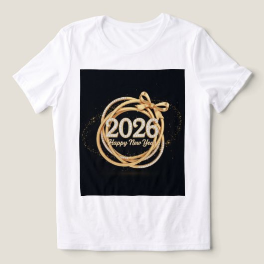 ハッピーニューイヤー2026 グリッターTシャツ 女性用 トライブレンドTシャツ (デザイン正面)