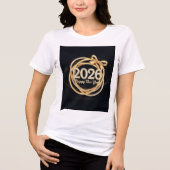 ハッピーニューイヤー2026 グリッターTシャツ 女性用 トライブレンドTシャツ (正面)