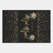 ハッピーニューイヤー20XXと金ゴールドクリスマスラグリー ラッピングペーパーシート (正面3)