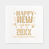 ハッピーニューイヤー20XXファミリー/会社名 箔ナプキン (正面)