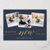 ハッピーニューイヤー3フォトコラージュ 箔シーズンカード (正面)