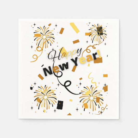 ハッピーニューイヤー3プライナプキン スタンダードカクテルナプキン (正面)