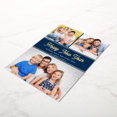 ハッピーニューイヤー3枚の写真 ダークブルー ゴールド 箔シーズンカード (回転した状態)