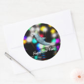 ハッピーニューイヤー・イルカと花火 ラウンドシール (封筒)