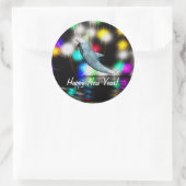 ハッピーニューイヤー・イルカと花火 ラウンドシール (バッグ)