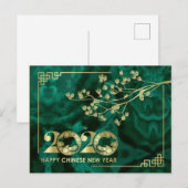 ハッピーニューイヤー・オブ・ザ・ラット – マラカイトと金ゴールド シーズンポストカード (正面/裏面)