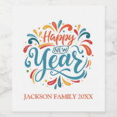 ハッピーニューイヤー オーダーメイド ワインラベル (シングルラベル)