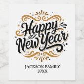 ハッピーニューイヤー オーダーメイド ワインラベル (シングルラベル)