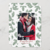 ハッピーニューイヤー・カード・ホリデー冬の葉樹枝 シーズンカード (正面/裏面)