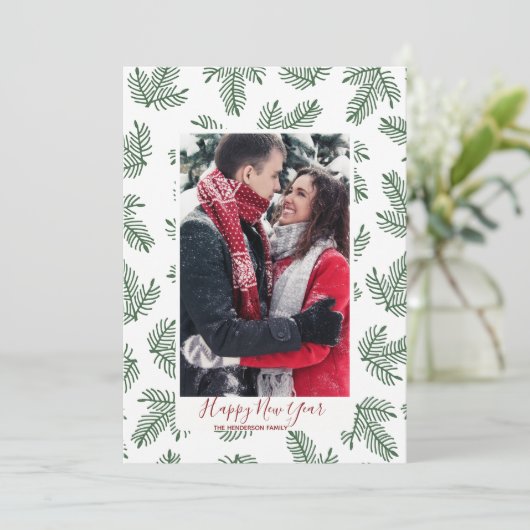 ハッピーニューイヤー・カード・ホリデー冬の葉樹枝 シーズンカード (スタンド正面)