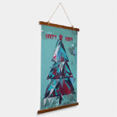 ハッピーニューイヤー・クリスマスツリー 吊り下げ型タペストリー (傾斜あり)