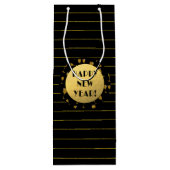 ハッピーニューイヤー、ゴールドフォイル、ブラックワイン抱き枕 ワインギフトバッグ (裏面)