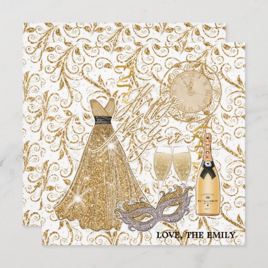 ハッピーニューイヤー ゴールド シーズンカード (正面/裏面)