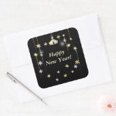 ハッピーニューイヤー・スターズ・オンブラック スクエアシール (封筒)