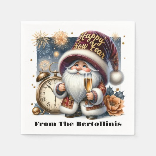 ハッピーニューイヤー！ノームシリーズ スタンダードカクテルナプキン (正面)