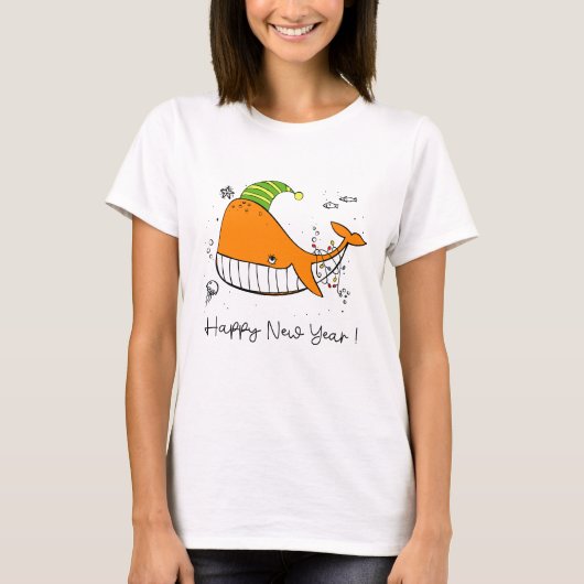 ハッピーニューイヤー – ホエール恋人 Tシャツ (正面)