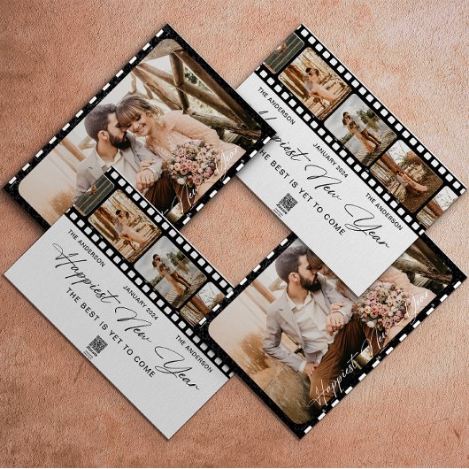 ハッピーニューイヤー ミニマル カメラ フィルム コラージュ フォト シーズンカード