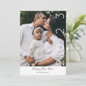 ハッピーニューイヤー モダンスクリプト 1 フォト ホリデーカード (スタンド正面)