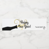 ハッピーニューイヤー、レトロきらめくワインボトル ペットボトルラベル (シングルラベル)