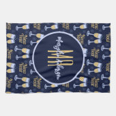 ハッピーニューイヤー&ワインクリスマスカスタムモノグラム キッチンタオル (横)