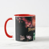 ハッピーニューイヤー、壮大な花火、マグカップ マグカップ (左)
