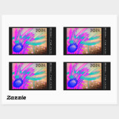 ハッピーニューイヤー – 日没の草地 長方形シール (シート)