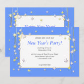 ハッピーニューイヤー 星たち 青 招待状 (正面/裏面)