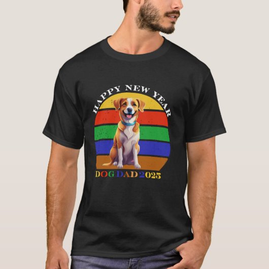 ハッピーニューイヤー"犬のパパ" 2025 Tシャツ (正面)