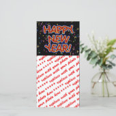 ハッピーニューイヤー – 赤い文字と紙吹雪 シーズンカード (スタンド正面)
