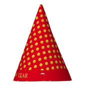 ハッピーニューイヤー&金ゴールド水玉模様オン赤 パーティーハット (右)