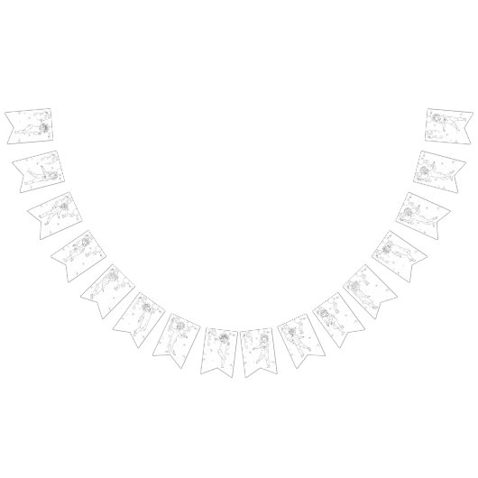 ハッピーニューイヤーB&Wハンドドロー踊りクイーン バンティングフラッグ (全)