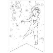 ハッピーニューイヤーB&Wハンドドロー踊りクイーン バンティングフラッグ (第2の旗)