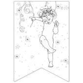 ハッピーニューイヤーB&Wハンドドロー踊りクイーン バンティングフラッグ (第1の旗)