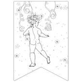 ハッピーニューイヤーB&Wハンドドロー踊りクイーン バンティングフラッグ (第3の旗)