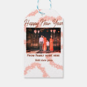ハッピーニューイヤーbrown追加フォトファミリー名グリッター ギフトタグ (裏面)