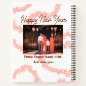 ハッピーニューイヤーbrown追加フォトファミリー名グリッター ノートブック (裏面)