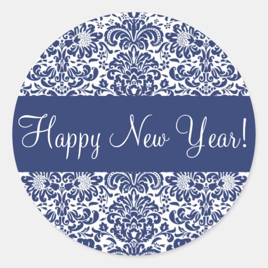 ハッピーニューイヤーDamask封筒シール ラウンドシール (正面)