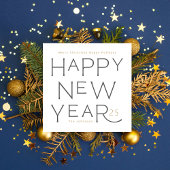 ハッピーニューイヤーinグレー手書き文字ホリデイCa シーズンカード