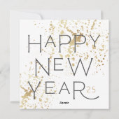 ハッピーニューイヤーinグレー手書き文字ホリデイCa シーズンカード (裏面)