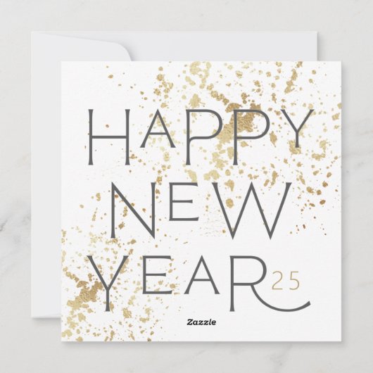 ハッピーニューイヤーinグレー手書き文字ホリデイCa シーズンカード (裏面)