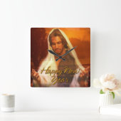 ハッピーニューイヤーJesus Clockオプション スクエア壁時計 (ホーム)