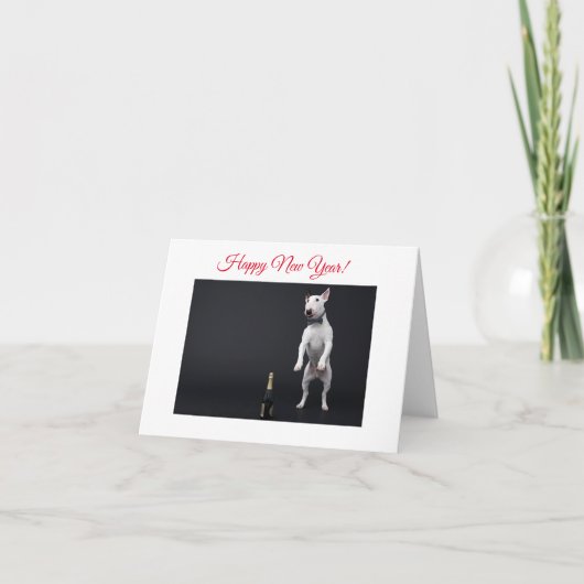 ハッピーニューイヤーJumping Bull Terier with Champagne シーズンカード (正面)