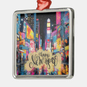 ハッピーニューイヤーNYCイラストレーション、 メタルオーナメント (左)