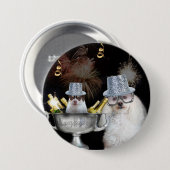 ハッピーニューイヤーpoodleとchihuahuaボタン 缶バッジ (正面&裏面)