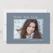 ハッピーニューエレガントイヤーシンプル石板ブルーフォト シーズンカード (正面)