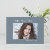 ハッピーニューエレガントイヤーシンプル石板ブルーフォト シーズンカード (スタンド正面)