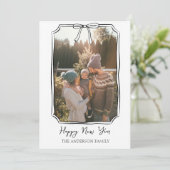 ハッピーニューシンプルイヤー白黒家族の写真 シーズンカード (スタンド正面)