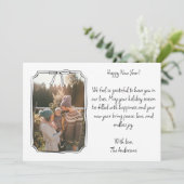 ハッピーニューシンプルイヤー黒白の家族写真 シーズンカード (スタンド正面)