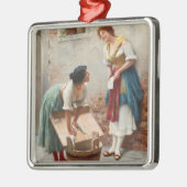 ハッピーニュースをシェアする女性たち メタルオーナメント (左)