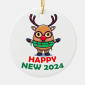 ハッピーニューズ2024年トナカイ セラミックオーナメント (正面)